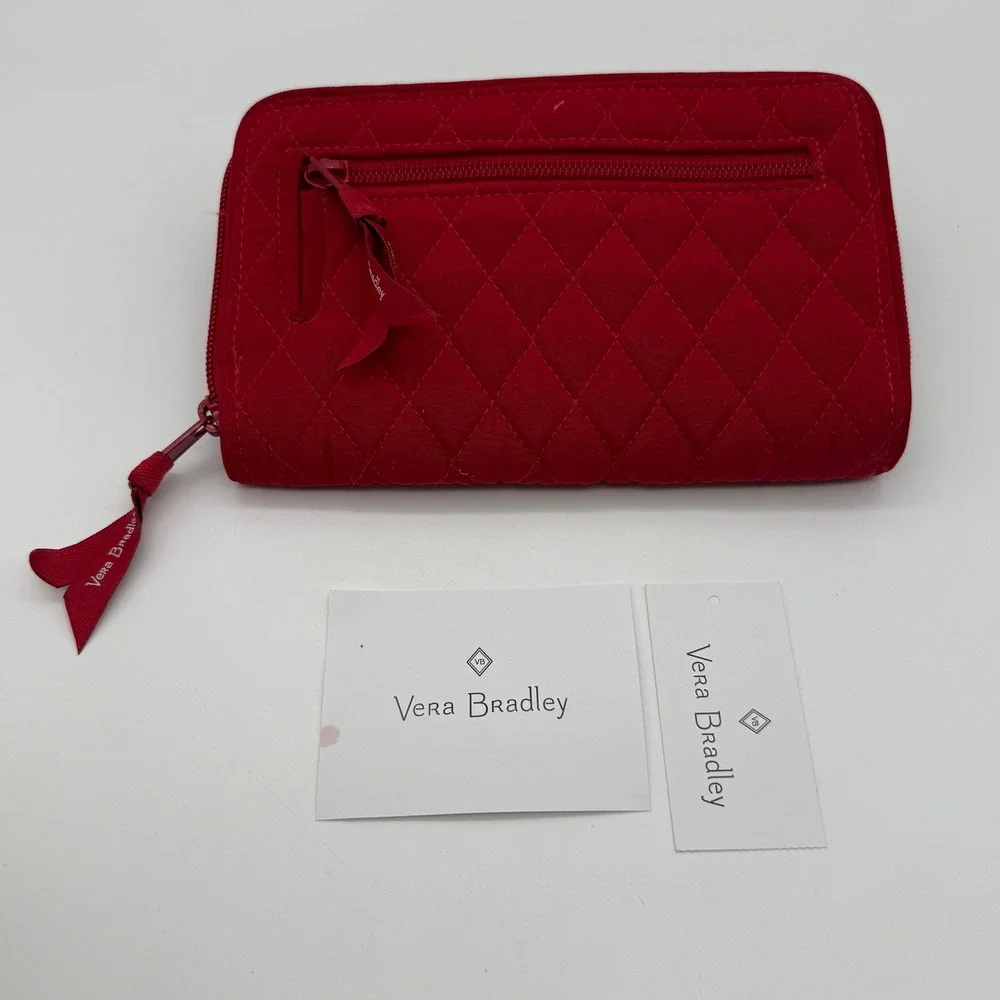 Vera Bradley RFID Turnlock Wallet Tango Red Quilted Microfiber 24888 NWOT